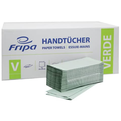 Papierhandtücher 1-lagig V-Falz 25 x 23cm grün