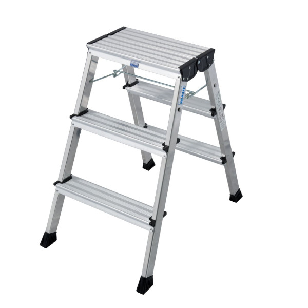 MONTO® Doppel-KlappTritt Rolly® Alu natur Stufenanzahl 2 x 3 Stufen Arbeitshöhe ca.: 2,65 m