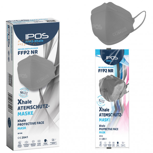 IPOS-FFP2 Xhale Masken GRAU einzelverpackt (10er Box)
